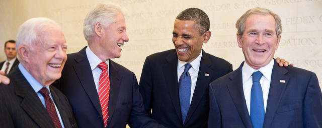 Presidents Carter, Clinton, Obama and George W. Bush (Pete Souza/The White House)