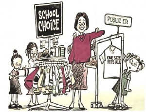 Political Comic - School Choice vs Public Education (One Size Fits All)